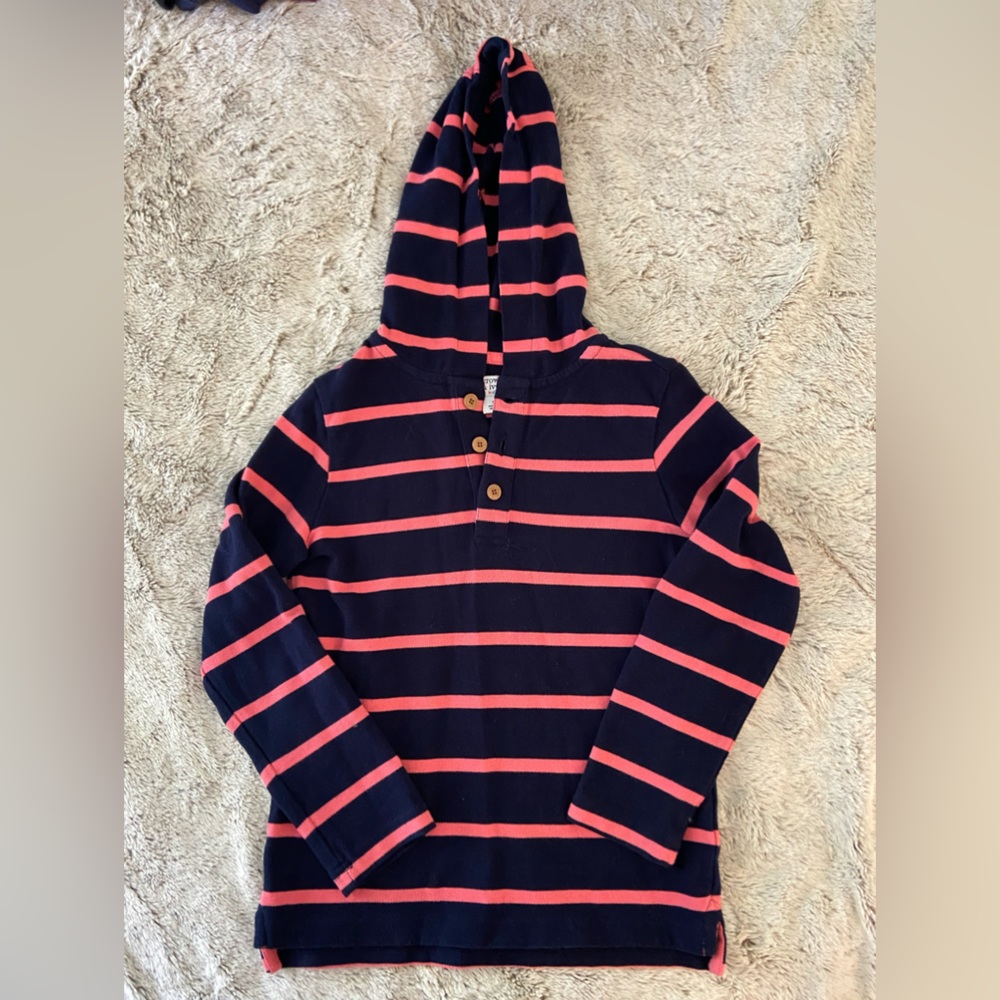 Crown & Ivy Boys Hoodie - Navy with Pink Stripes - 7